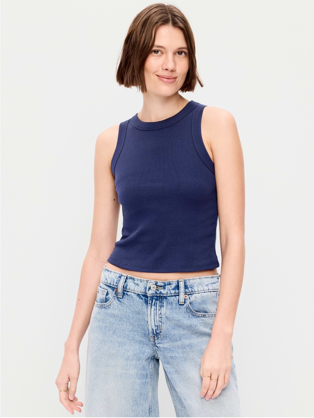 Old Navy Snug Crop, Ribbed Light Blue Tank